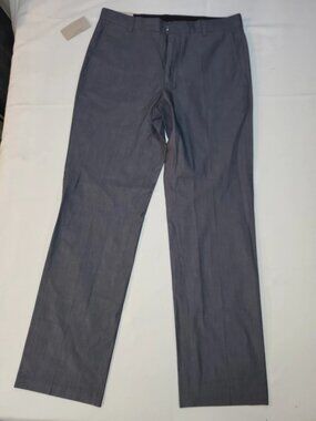 Kenneth Cole Reaction Men's 32x32 Gray Straight Fit Low Rise Dress Pants NWT